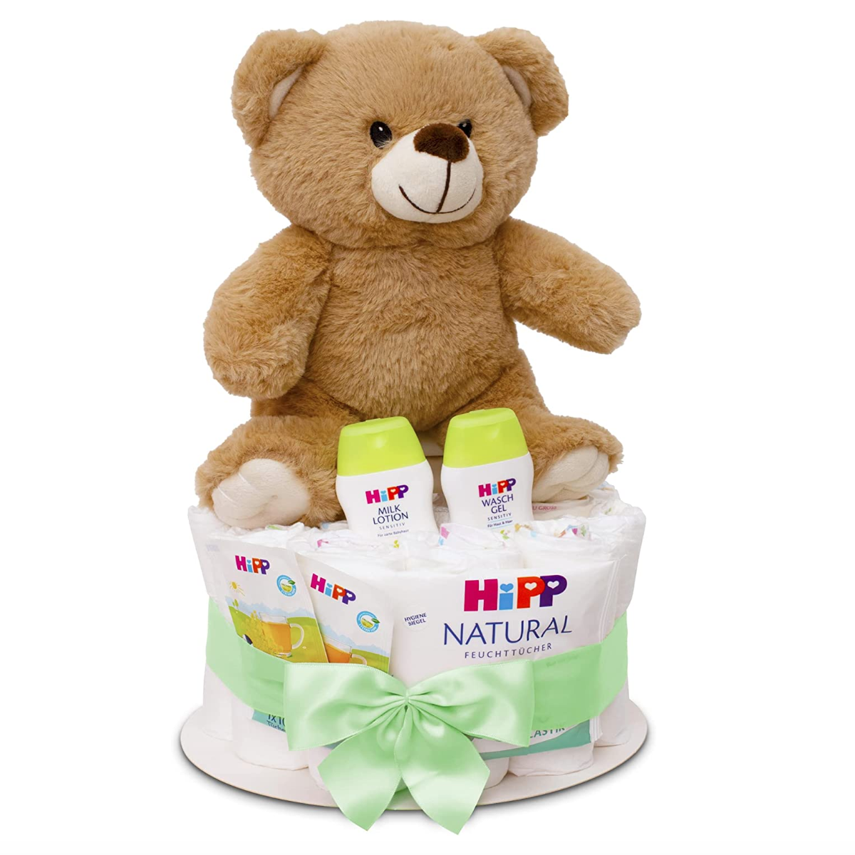 Ein Windeltorten-Set ist eine schöne Geschenkidee für Mütter zur Geburt.