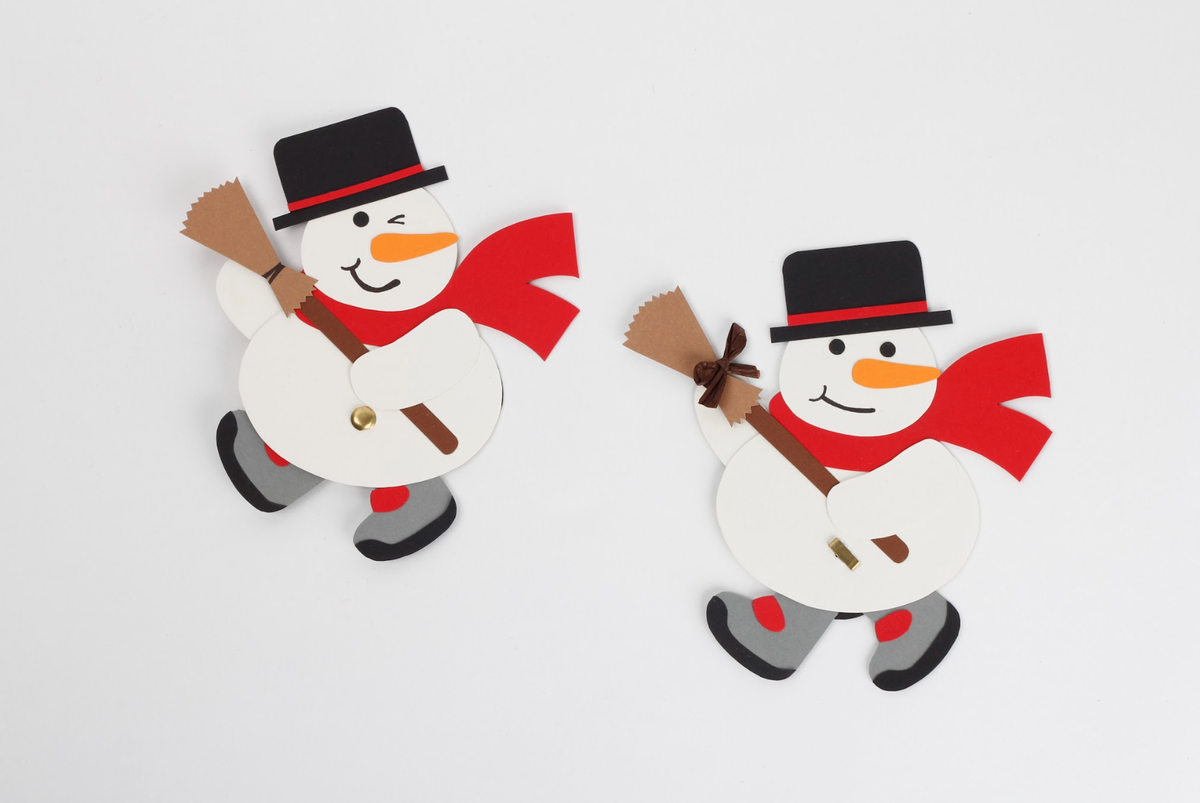 Selbstgebastelter "laufender" Schneemann.