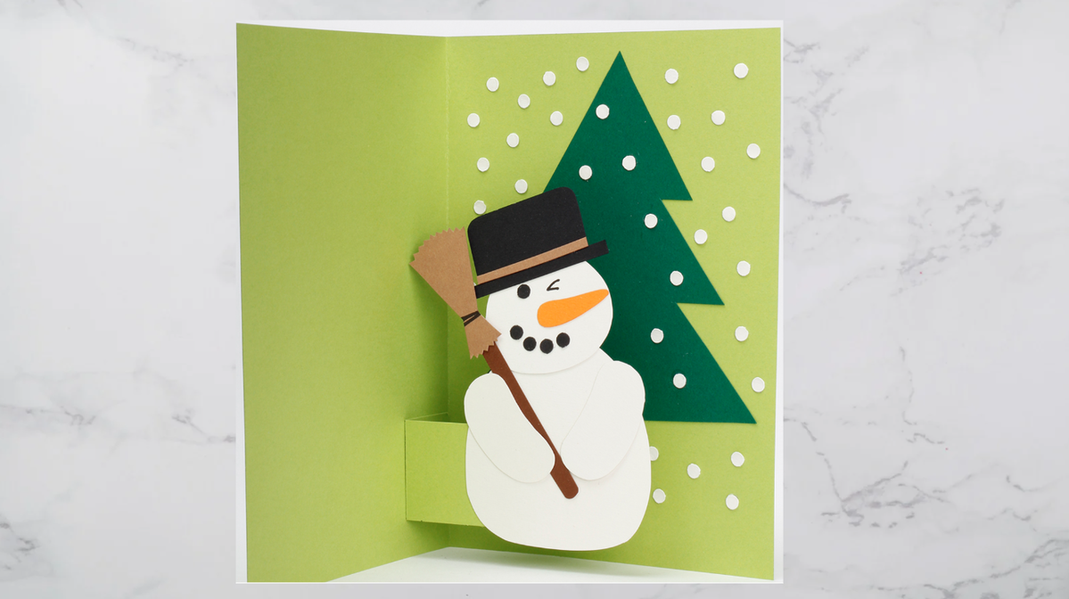 Selbstgebastelte Schneemann-Karte.
