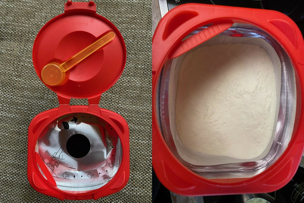 Das Pulver der Folgemilch ist schön weiß und löst sich schnell und vollständig auf.