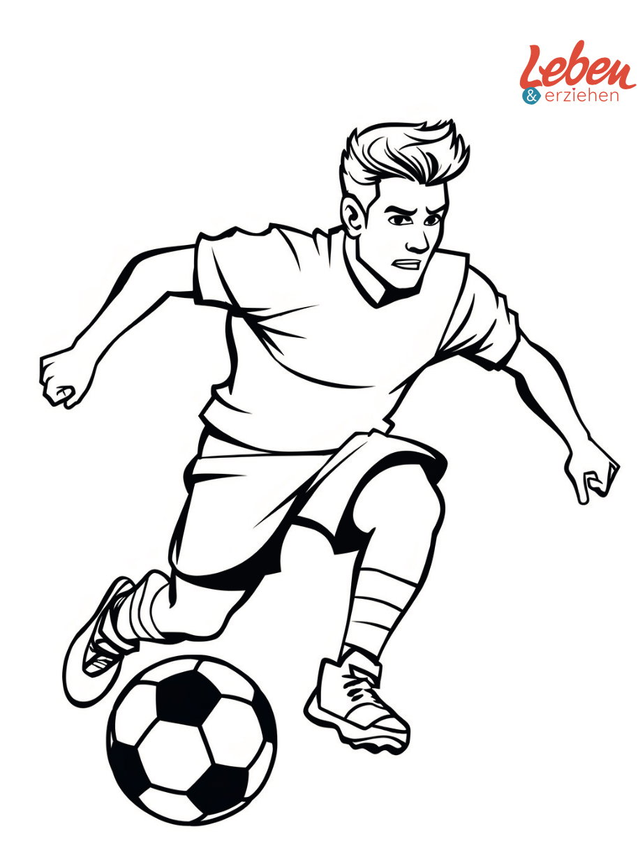 Fußball-Ausmalbild mit Stürmer