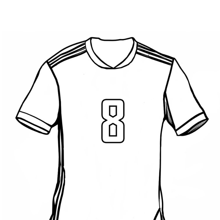 Ausmalbild mit einem Trikot mit der Nummer 8