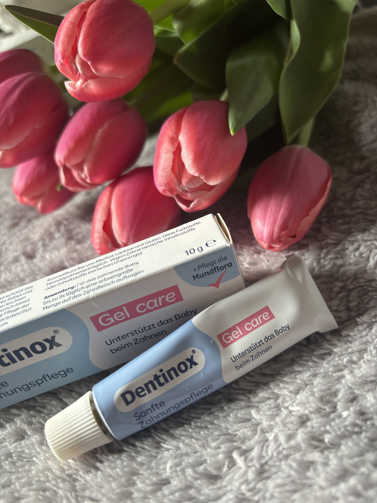 Das Zahngel von Dentinox war Mama Franz eine große Hilfe im Alltag.