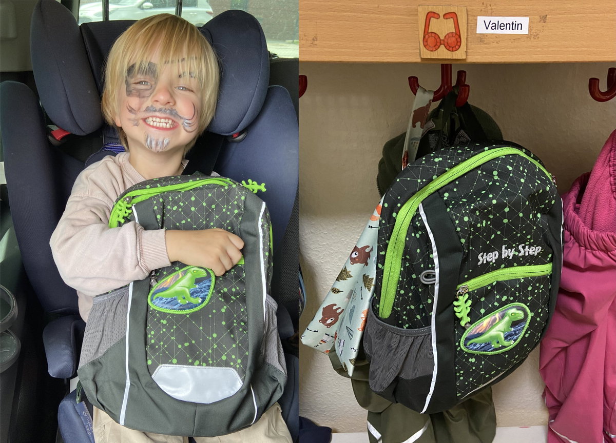Sohn Valentin nimmt seinen KIGA MAXI überall mit hin.