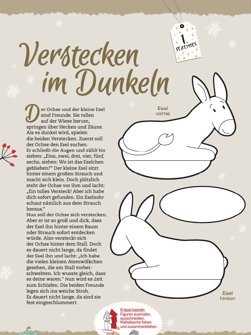 Adventskalender-Gesichte für Kinder zum Ausdrucken