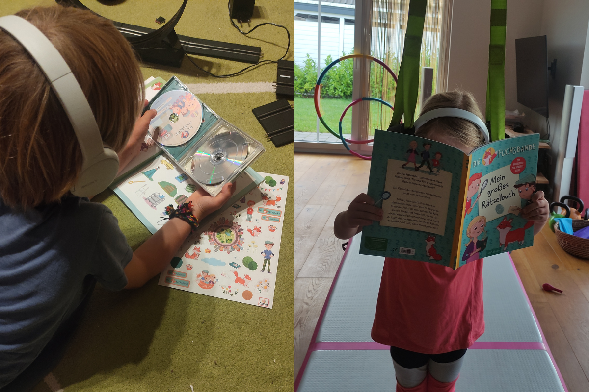 Die Kids von Mama Sabine haben viel Spaß beim Hören von "Die Fuchsbande".