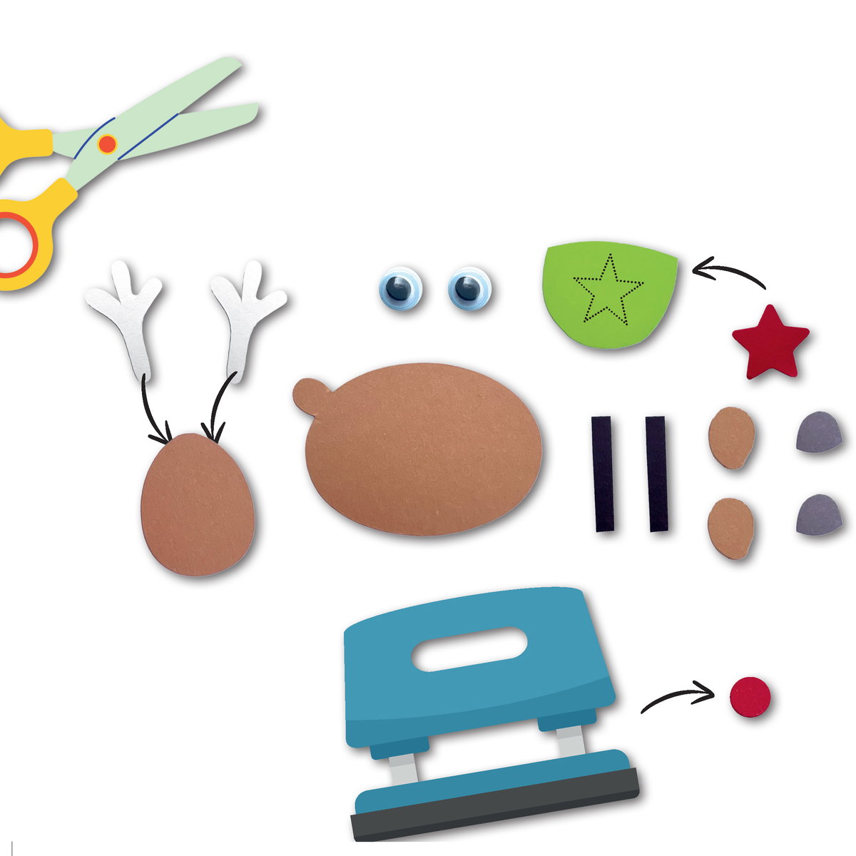 Rentier basteln – Material.