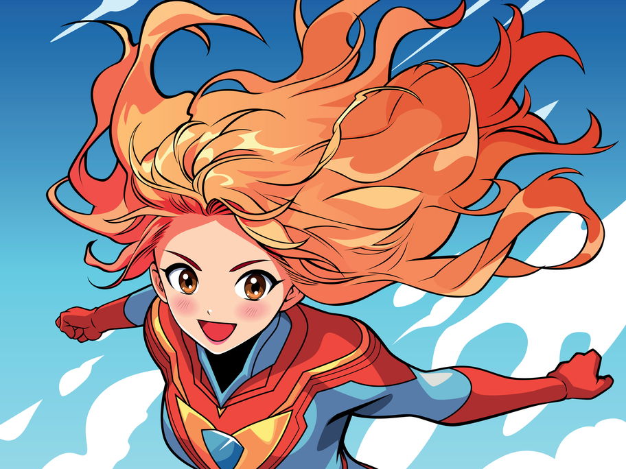 Anime-Mädchen mit roten Haaren.
