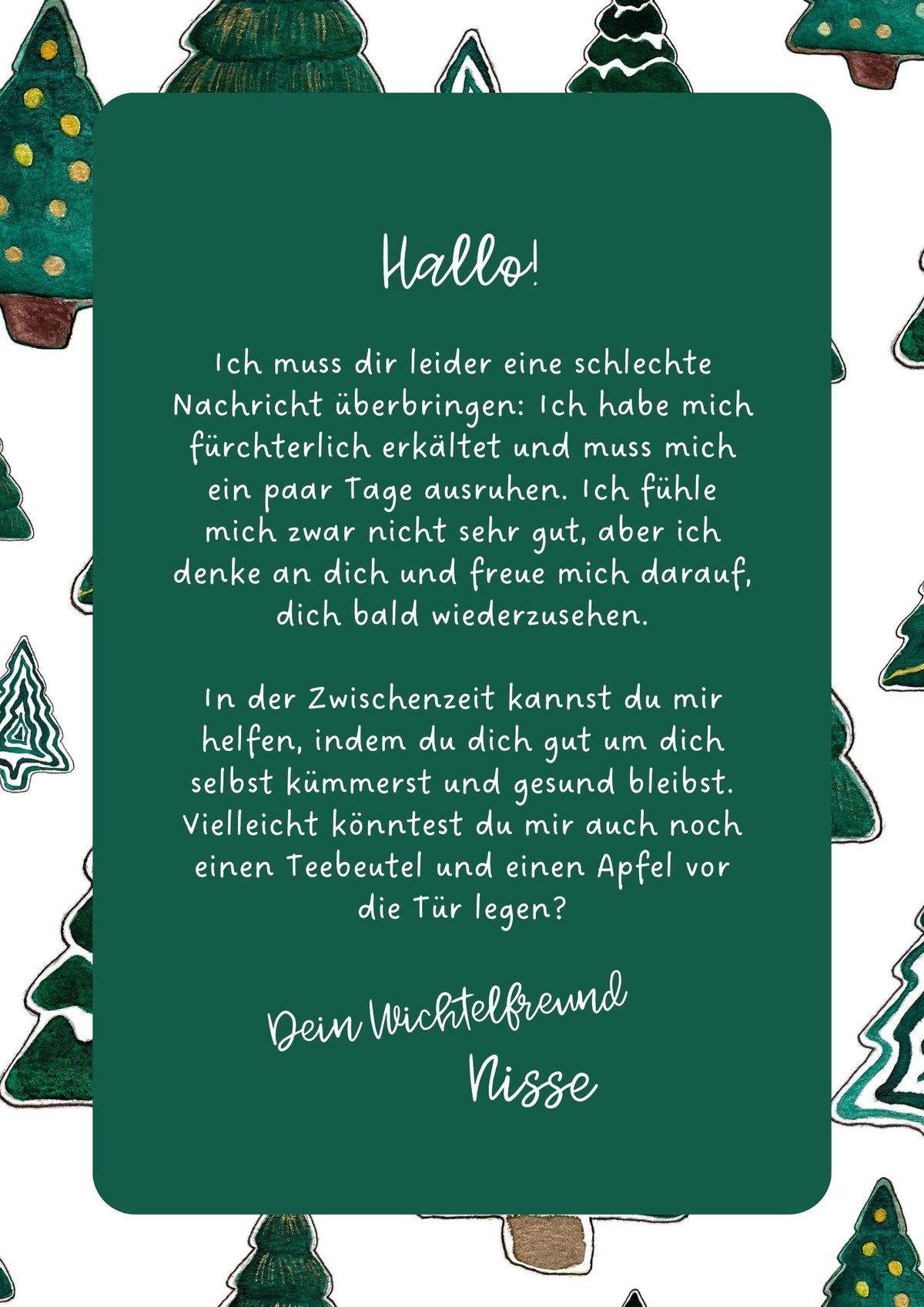 Wichtelbrief "Ich bin krank!"