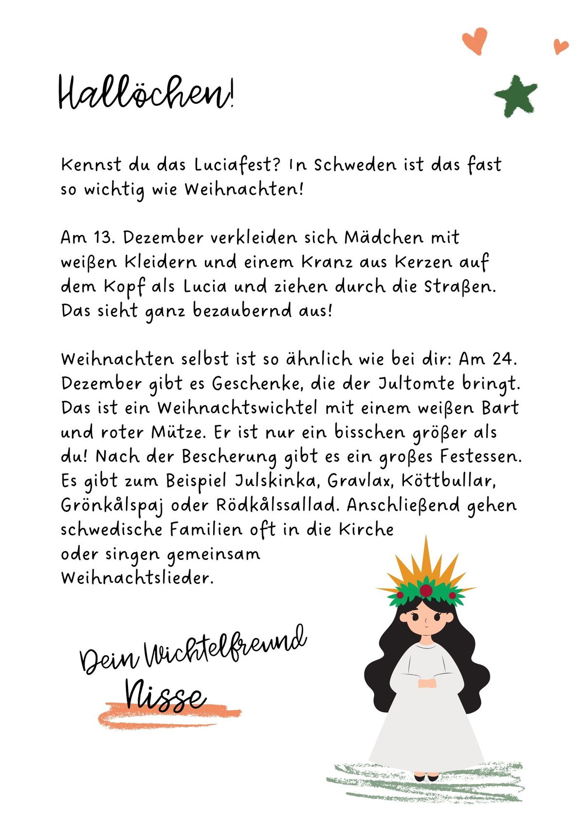 Wichtelbrief Weihnachtstraditionen in Schweden