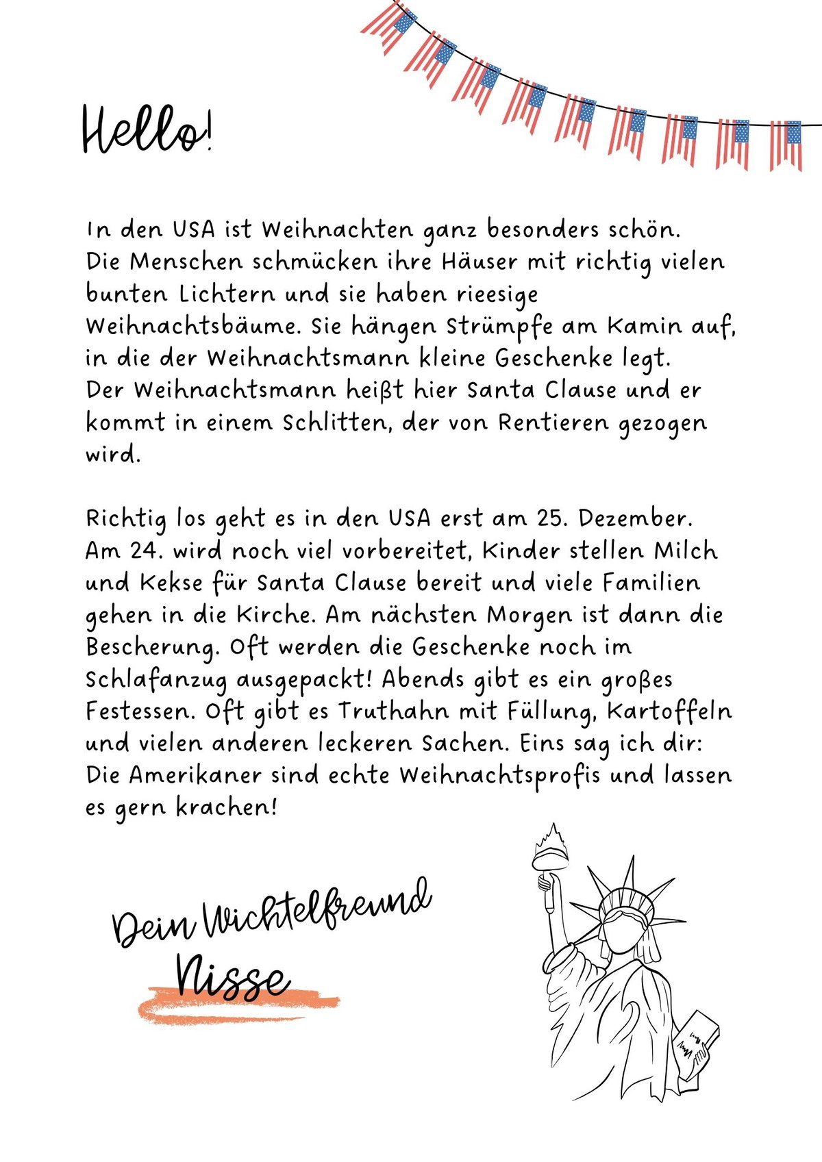 Wichtelbrief über Traditionen in den USA