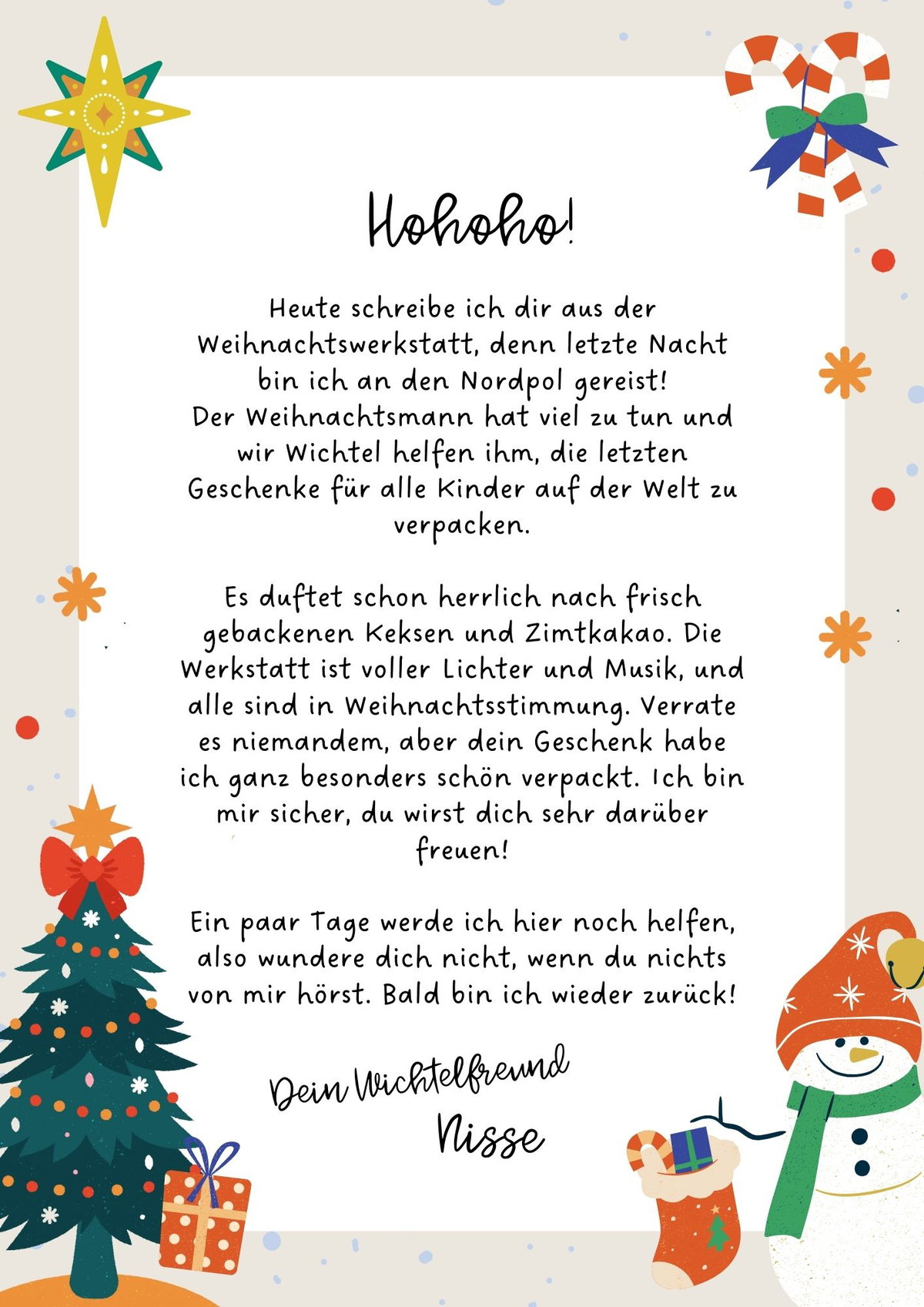 Wichtelbrief aus der Werkstatt