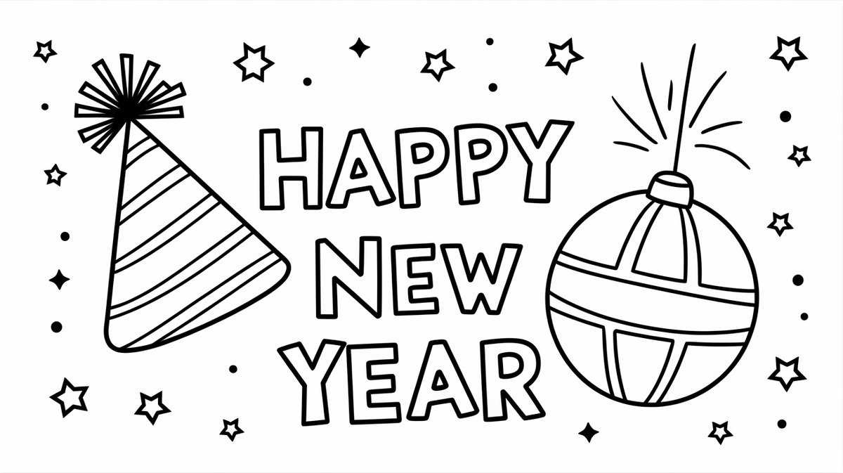 Happy new year zum Ausmalen