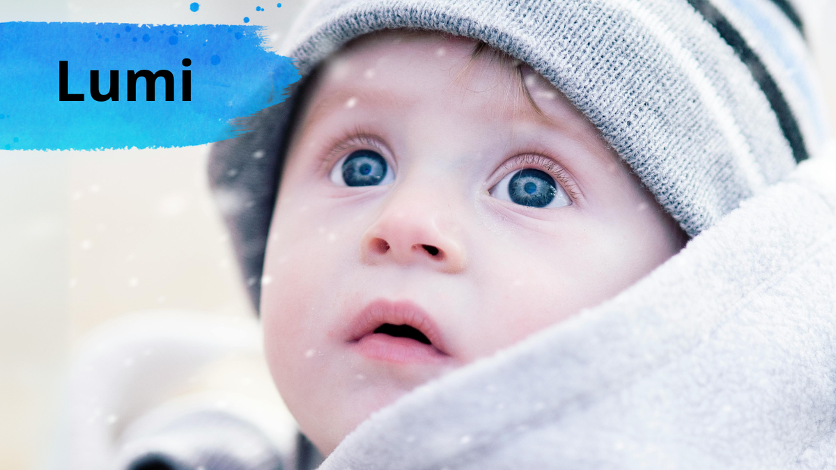 "Lumi" (finnisch) steht für "Schnee" und ist ein weiterer zauberhafter Name, der die winterliche Atmosphäre einfängt.