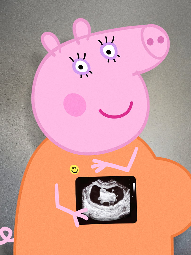 Mama Wutz mit Ultraschallbild.