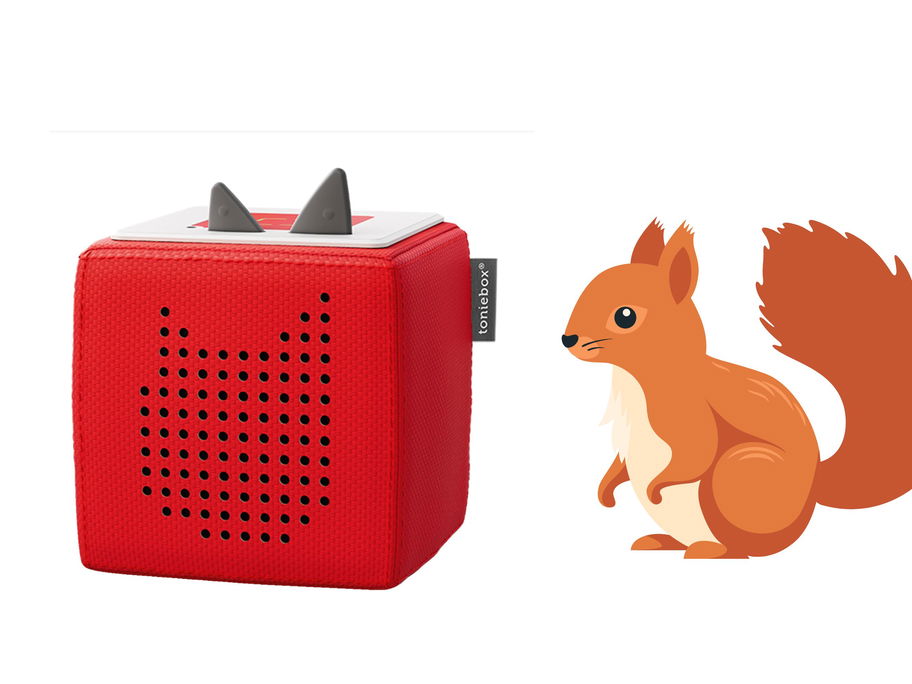 Eine Toniebox und ein Eichhörnchen