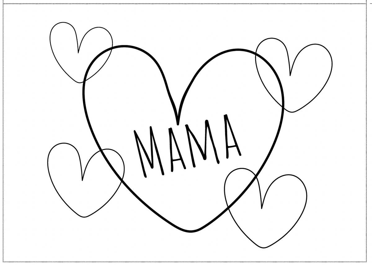 Muttertagskarte mit Herzen und Aufschrift "Mama"