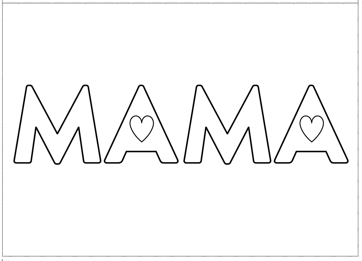 Muttertagskarte "Mama" zum Ausmalen