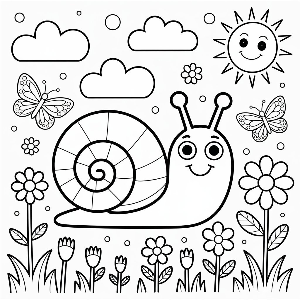 Ausmalbild Frühling Schnecke