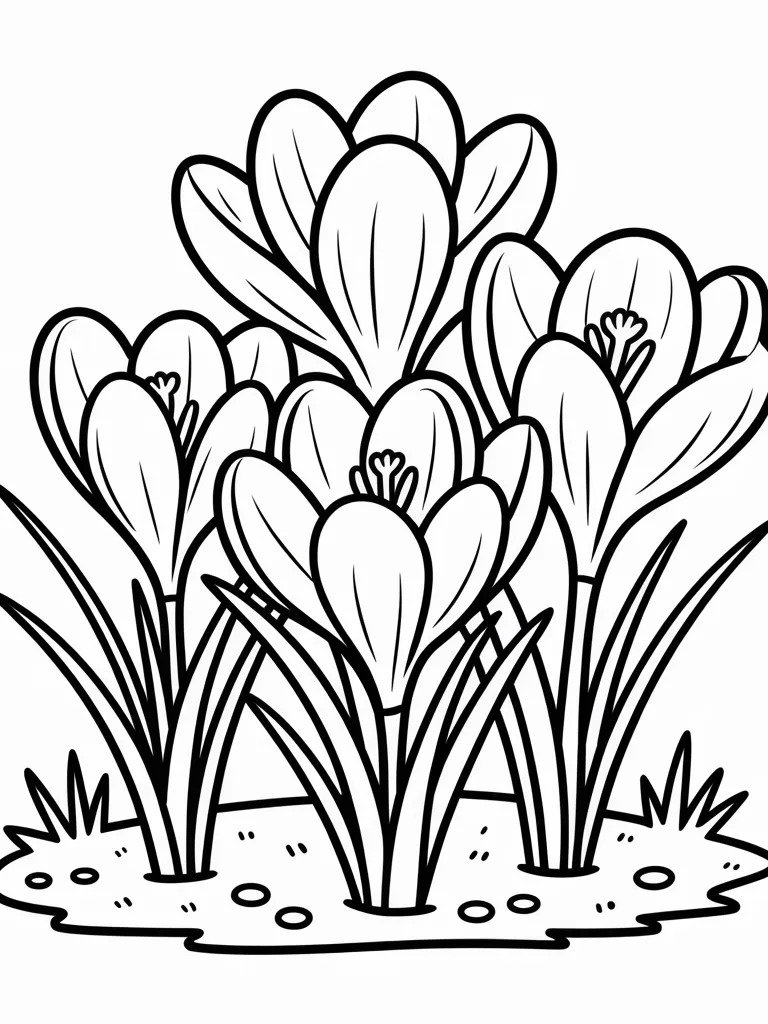Ausmalbild Frühling Krokusse