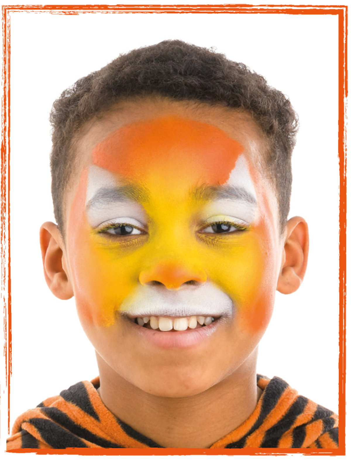 Tiger schminken: Orange darf auch nicht fehlen.