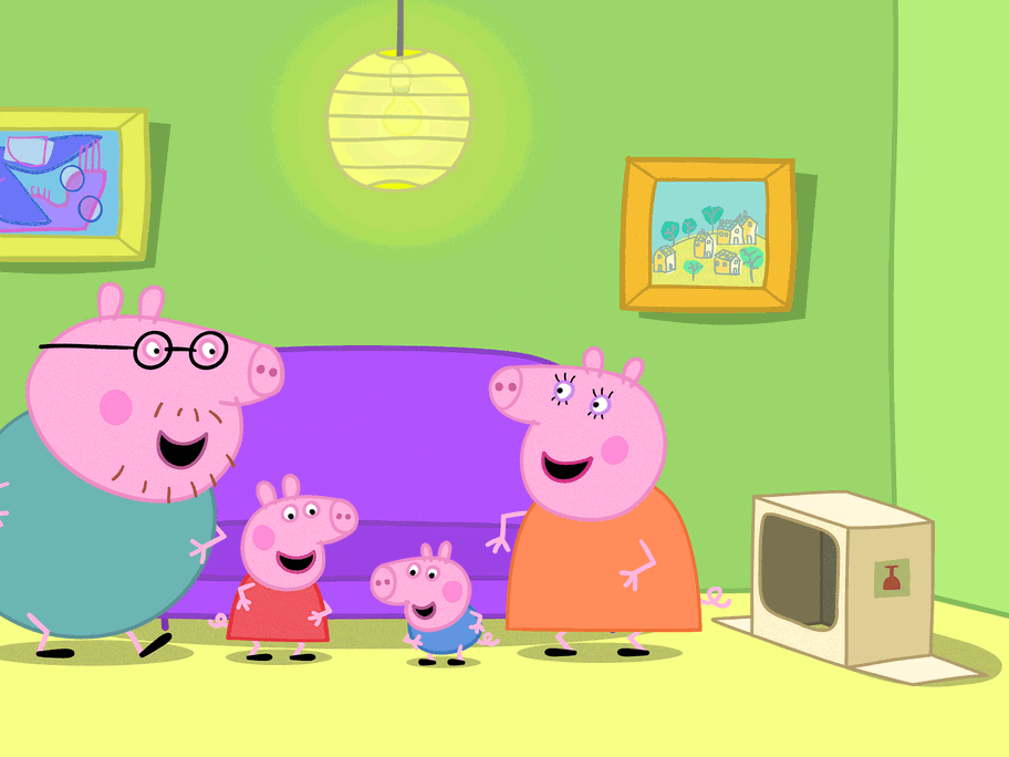Schweinchen Peppa Wutz mit seiner Familie.